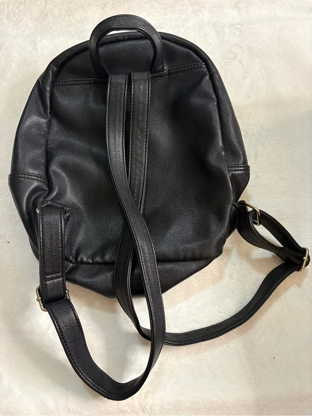 Black Faux Leather Backpack